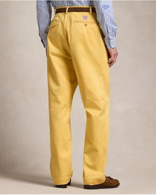 Polo Ralph Lauren Yellow Whitman Relaxed Fit Pleated Chino Trouse for men