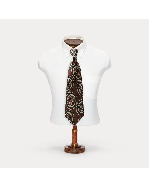 RRL White Handmade Silk Jacquard Tie for men