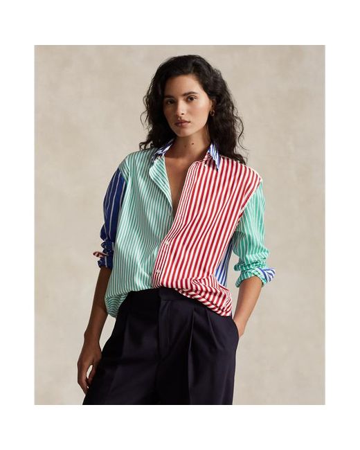 Polo Ralph Lauren Blue Oversize Striped Cotton Fun Shirt