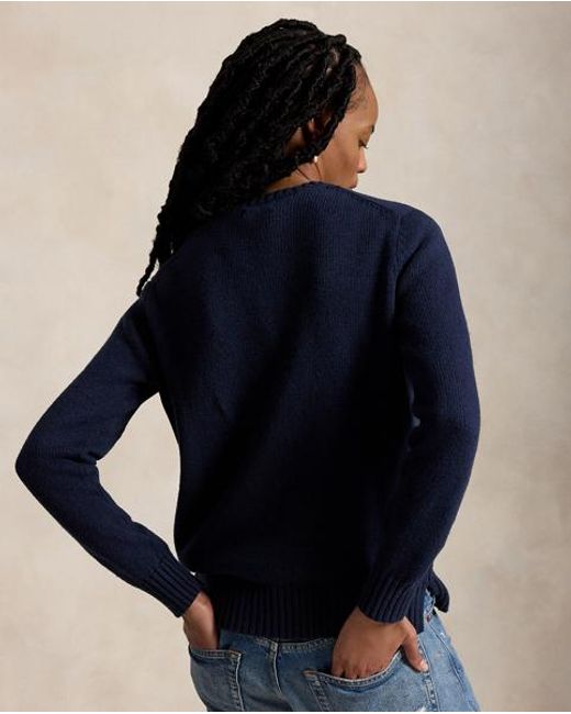 Polo Ralph Lauren Blue Polo Bear Cotton-Linen Jumper