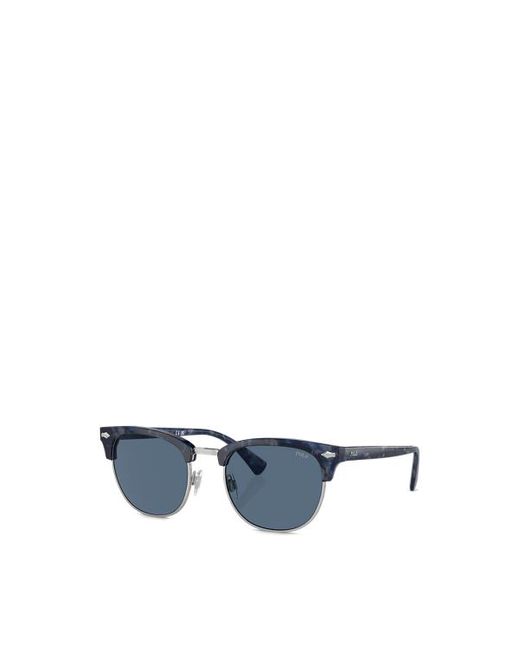 Polo Ralph Lauren Blue Heritage Pen-pin Round Sunglasses for men