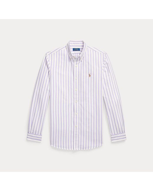 Polo Ralph Lauren White Slim Fit Striped Oxford Shirt for men