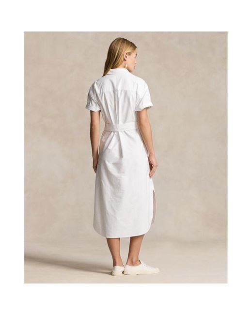 Polo Ralph Lauren White Belted Short-sleeve Oxford Shirtdress