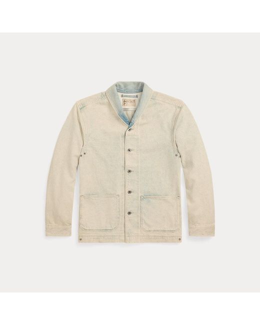 Giacca a camicia in denim con cimosa di RRL in Natural da Uomo