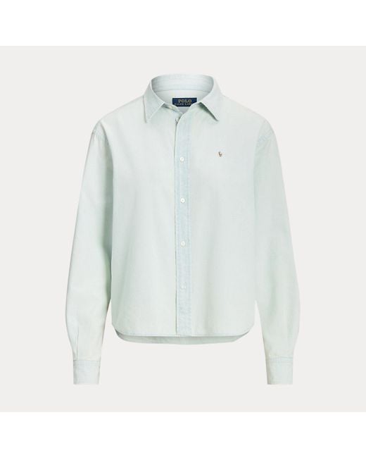 Polo Ralph Lauren Gray Cropped Boxy Shirt