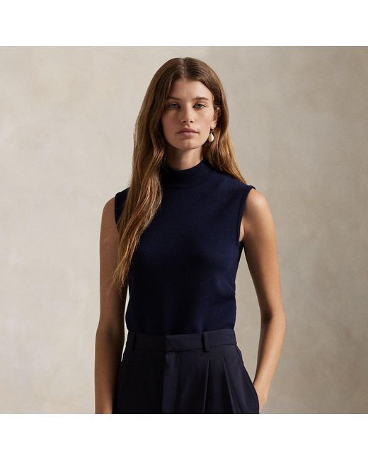 Ralph Lauren Blue Sleeveless Roll Neck Jumper