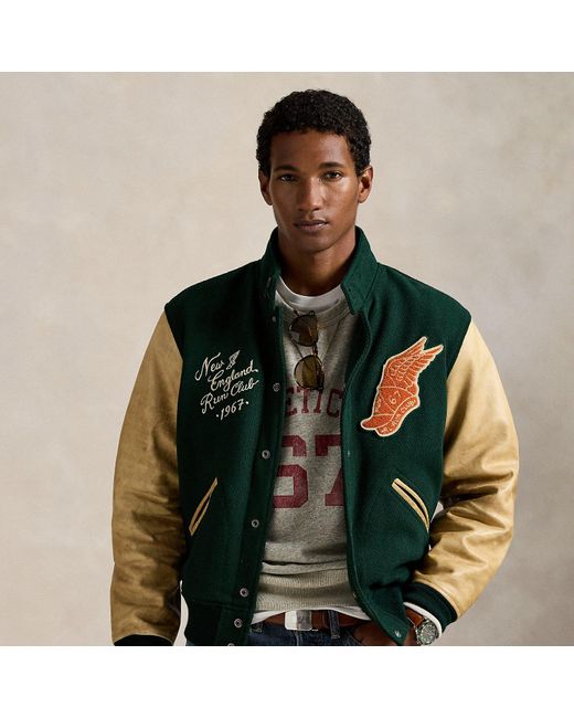Ralph Lauren Green Varsity-Inspired Jacket for men