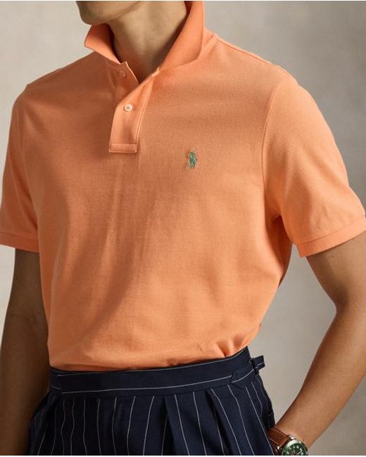 Polo Ralph Lauren Orange The Iconic Custom Slim Fit Mesh Polo for men