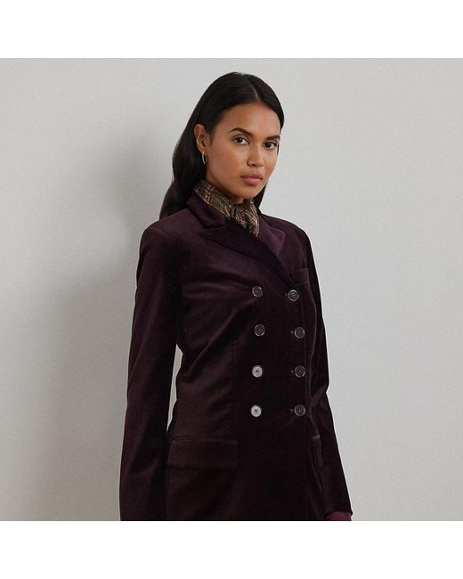 Ralph Lauren Black Petite - Double-breasted Velvet Blazer