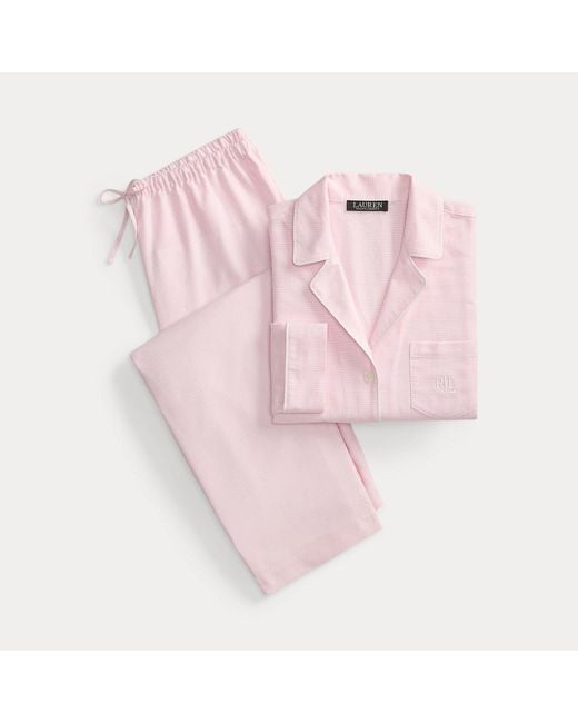 Ralph Lauren Pink Houndstooth Brushed Twill Sleep Set