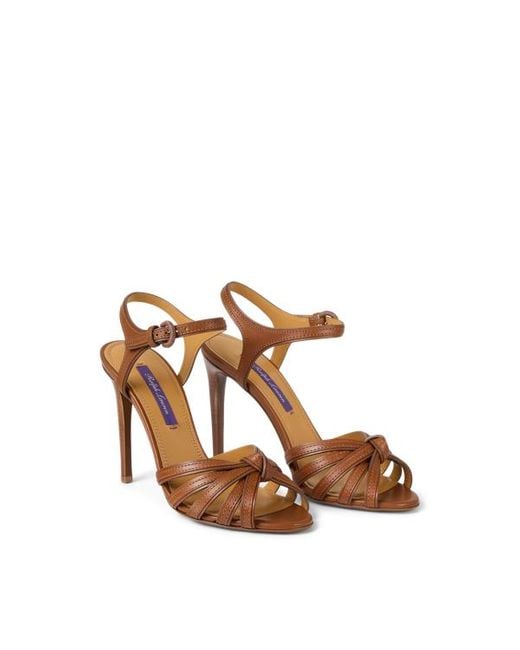 Sandali Kieran in vitello brunito 100 mm di Ralph Lauren in Brown