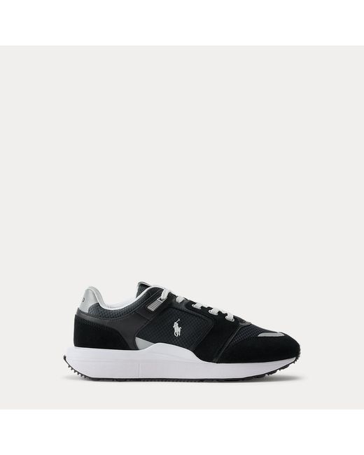 Polo Ralph Lauren Black Train 89 V2 Suede-Panelled Trainer for men