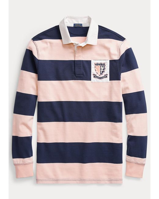 Polo Ralph Lauren Blue Pink Pony Jersey Rugby Shirt