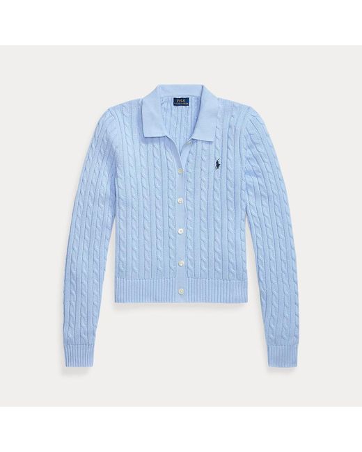 Cardigan polo in cotone a trecce di Polo Ralph Lauren in Blue