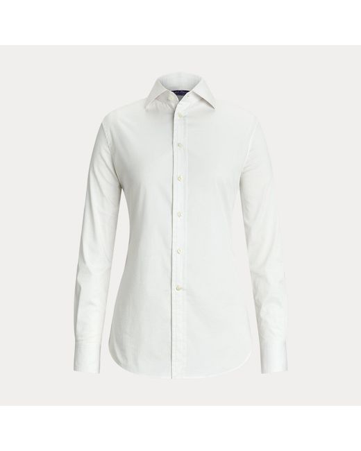 Ralph Lauren White Charmain Slim Fit Stretch Poplin Shirt
