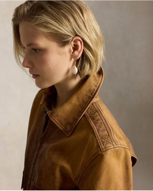 Polo Ralph Lauren Brown Cropped Leather Jacket