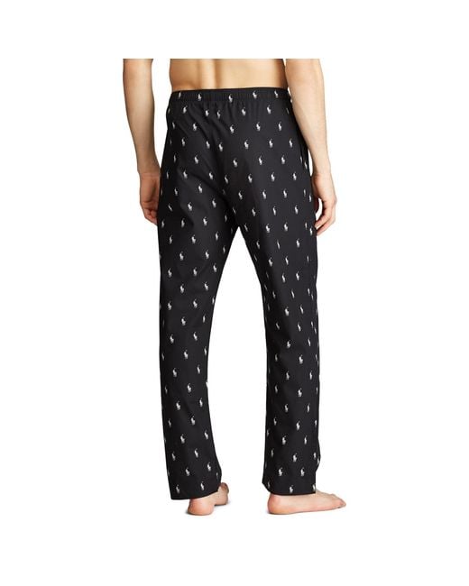 Ralph Lauren Printed Pony Cotton Pajama Pants in Black/White (Black ...