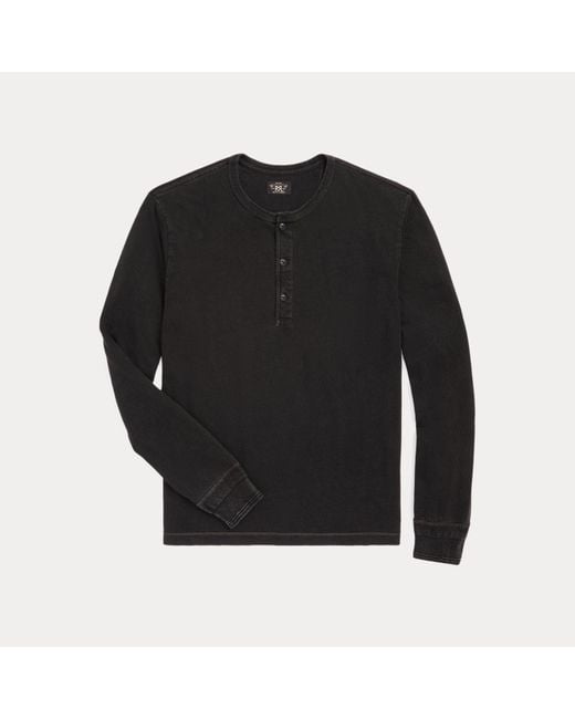 Maglietta serafino in jersey indaco di RRL in Black da Uomo