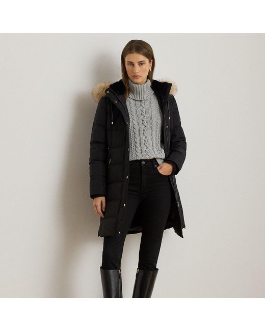 Ralph Lauren Black Faux-fur-trim Hooded Down Coat