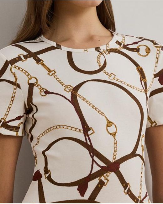 Camiseta De Mezcla De Algodón Estampada Ralph Lauren de color Brown