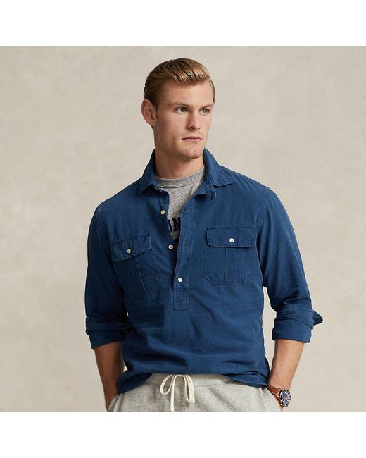 Polo Ralph Lauren Blue Classic Fit Indigo Popover Workshirt for men