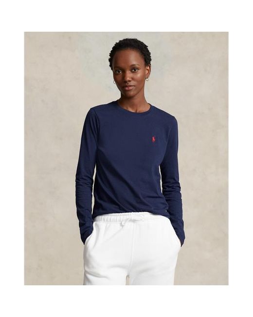 Polo Ralph Lauren Blue Long-sleeve Jersey Crewneck T-shirt