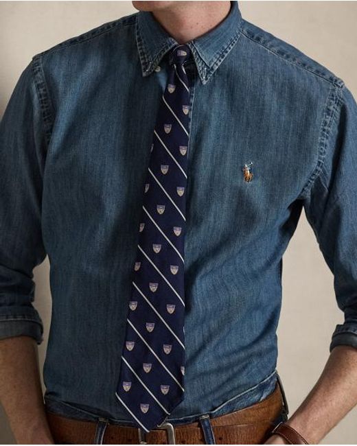 Polo Ralph Lauren Blue Custom Fit Denim Shirt for men