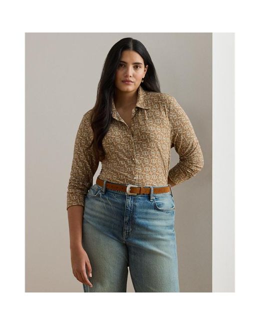 Ralph Lauren Brown Ralph Lauren Slim Fit Geo-Print Jersey Shirt