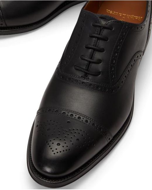 Polo Ralph Lauren Black Maestra Calfskin Cap-Toe Shoe for men