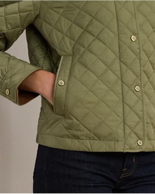 Ralph Lauren Green Steppjacke Mit Kordsamtbesatz
