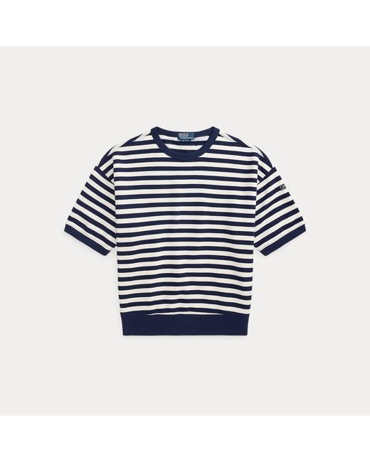 Polo Ralph Lauren Blue Relaxed Fit Striped Fleece Sweatshirt for men