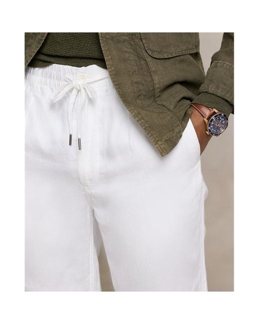 Polo Ralph Lauren White Polo Prepster Slim Tapered Linen Trouser for men