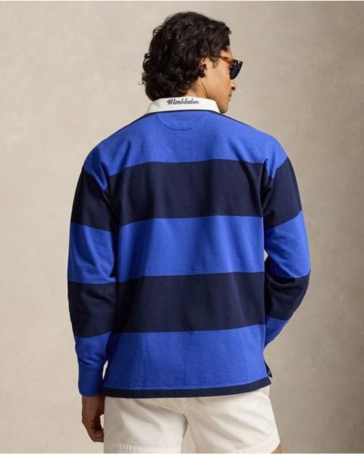 Polo Ralph Lauren Blue Wimbledon Striped Rugby Shirt for men