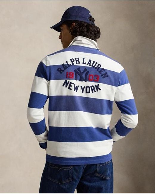 Polo Ralph Lauren Blue Polo Ralph Lauren Lauren Yankees Rugby Shirt for men