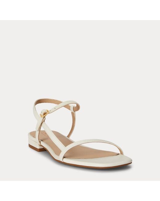 Ralph Lauren White Lainee Nappa Leather Sandal