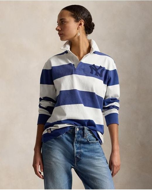 Polo Ralph Lauren Blue Polo Ralph Lauren Lauren Yankees Rugby Shirt for men