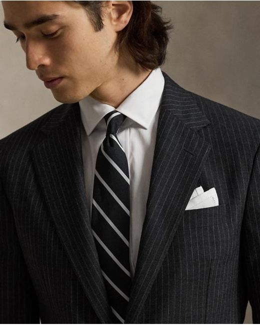 Polo Ralph Lauren Black Polo Tailored Fit Striped Wool Suit for men