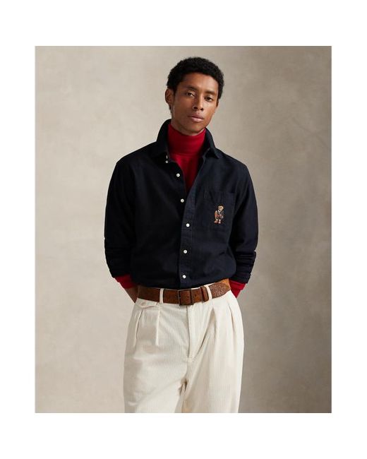 Camicia Oxford Polo Bear Custom-Fit di Polo Ralph Lauren in Blue da Uomo