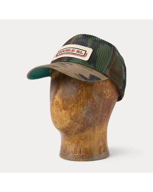 RRL Green Logo-Patch Camo Mesh Trucker Cap for men