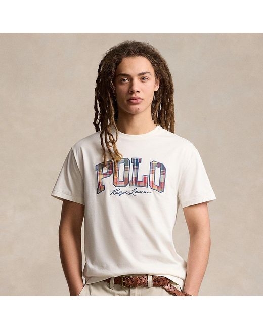 Ralph Lauren White Classic Fit Plaid-logo Jersey T-shirt for men