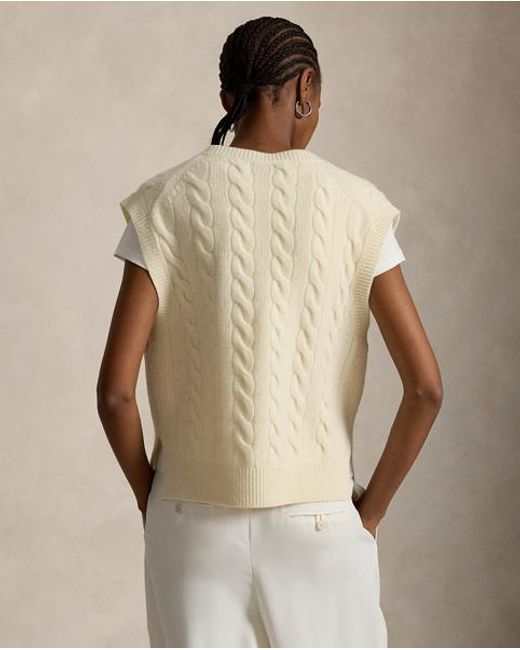 Polo Ralph Lauren Natural Cable-Knit Sleeveless Jumper