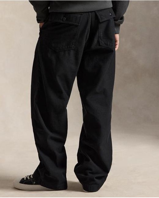 Ralph Lauren Black Relaxed Fit Reverse-Sateen Trouser for men