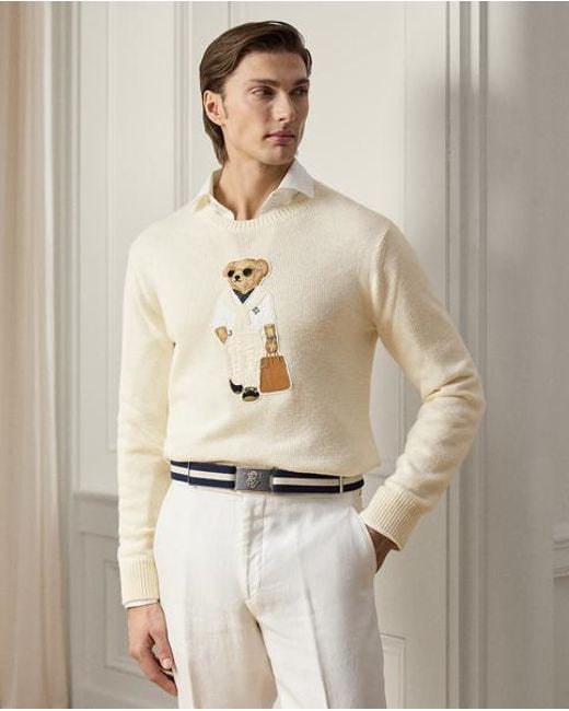 Ralph Lauren Natural Polo Bear Silk-Linen Jumper for men