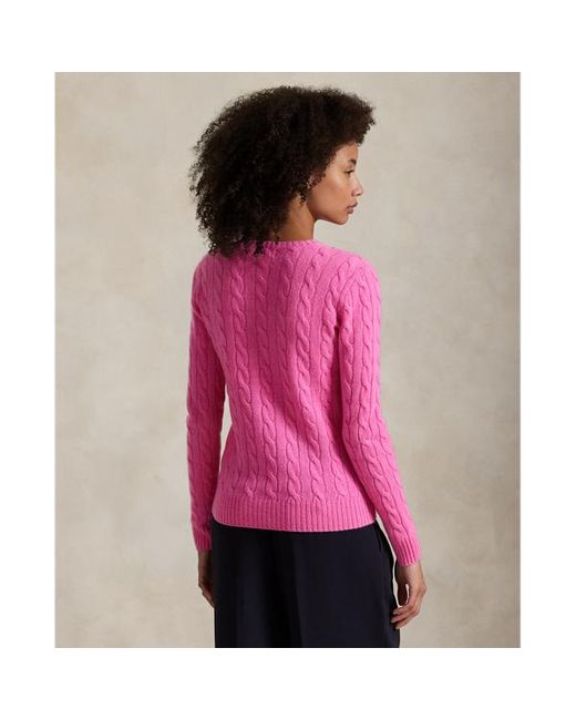 Girocollo in lana e cashmere a trecce di Polo Ralph Lauren in Pink