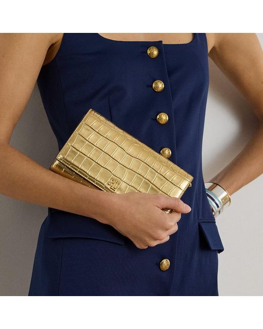Ralph Lauren Blue Metallic Medium Adair Ii Crossbody