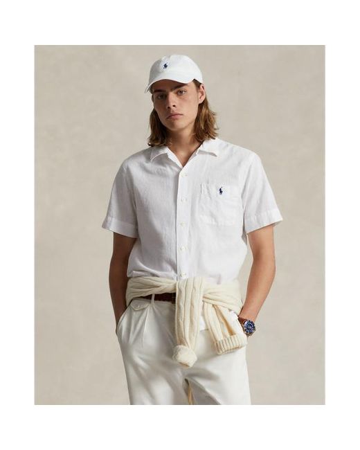 Camicia in cotone e lino Classic-Fit di Polo Ralph Lauren in White da Uomo