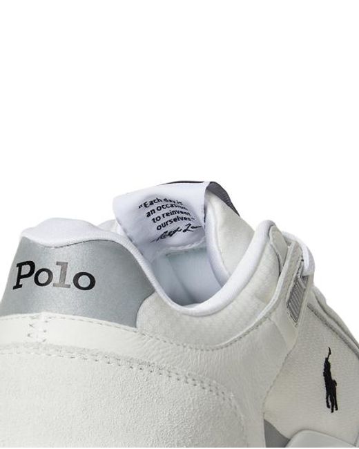 Polo Ralph Lauren White Train 89 V2 Suede-Panelled Trainer for men