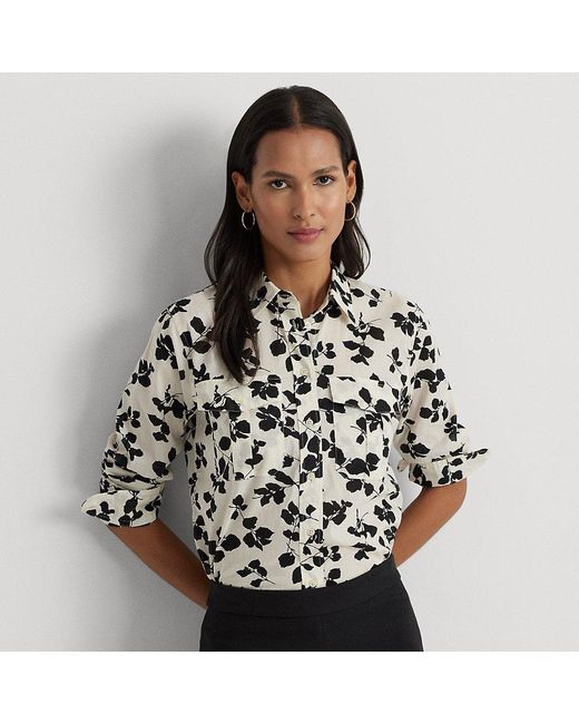 Lauren by Ralph Lauren Ralph Lauren Classic Fit Leafprint Voile Shirt
