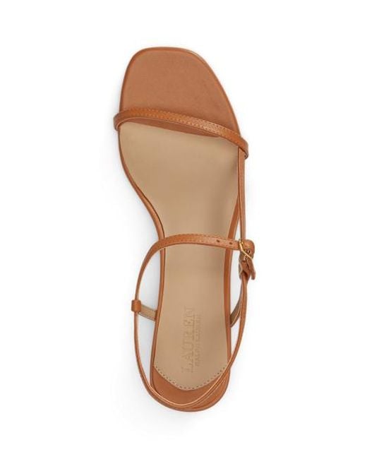 Ralph Lauren Brown Lainee Mid-Heel Nappa Leather Sandal