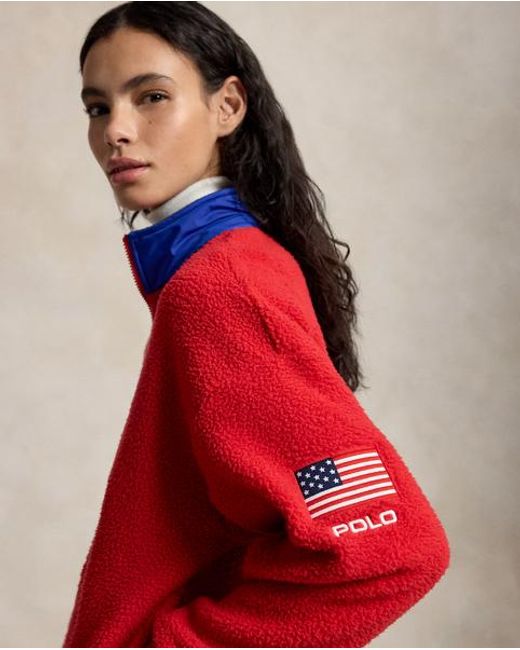 Polo Ralph Lauren Red Relaxed Fit Flag Fleece Pullover for men